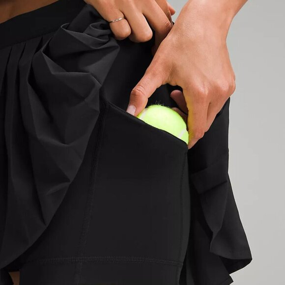 High-Rise Pleated Tennis Skirt 14" - Black - Picture 3 of 5